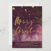 星空の冬の夜メリークリスマスルビー金ゴールド シーズンカード (正面)