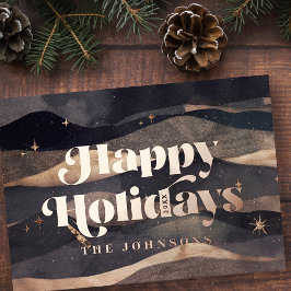 星空の冬の夜空 モダン エレガント おしゃれ 箔シーズンカード