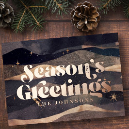 星空の冬の夜空 モダン エレガント おしゃれ 箔シーズンカード