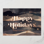 星空の冬の空 モダン エレガント おしゃれ 箔シーズンカード (正面)