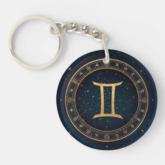 星空の双子座ゾディアックサークル キーホルダー (正面)