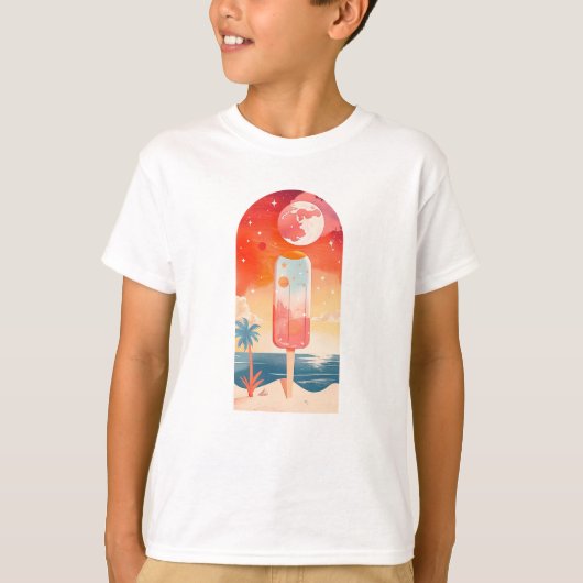星空の夏のトロピカルナイト Tシャツ (正面)