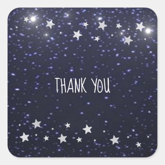 星空の夜ありがとうステッカー スクエアシール (正面)