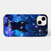 星空の夜かわいいアニメ黒猫 iPhoneケース (裏面横)