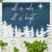 星空の夜すべて落ち着いている明るいクリスマス キッチンタオル (折り畳み)