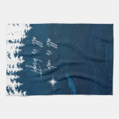 星空の夜すべて落ち着いている明るいクリスマス キッチンタオル (横)