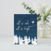 星空の夜すべて落ち着いている明るいクリスマス シーズンポストカード (スタンド正面)