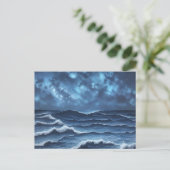 星空の夜と海波 ポストカード (スタンド正面)