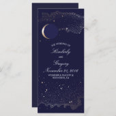 星空の夜と金ゴールドムーンネイビー結婚式 プログラム (正面/裏面)