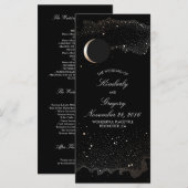 星空の夜と金ゴールドムーンブラック結婚式 プログラム (正面/裏面)