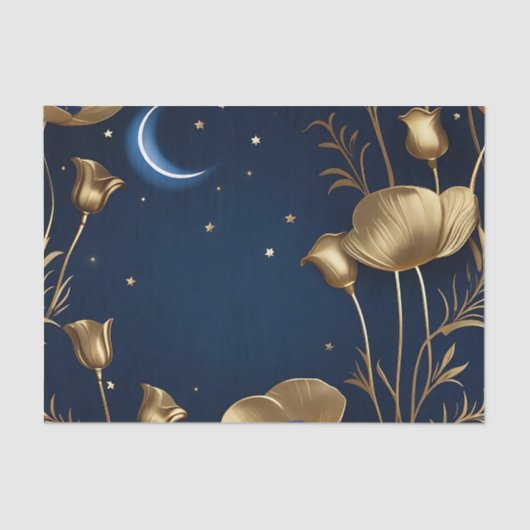 星空の夜と金ゴールド三日月 薄葉紙 (正面)