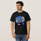 星空の夜にコーヒーを飲むモナリザ – Tシャツ (正面フル)