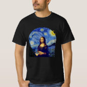 星空の夜にコーヒーを飲むモナリザ – Tシャツ (正面)