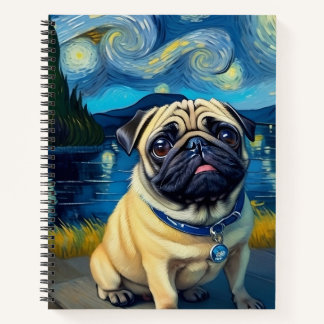 星空の夜にパグ ノートブック