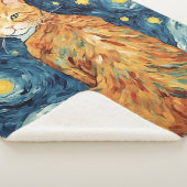 星空の夜に咲く美しいジンジャーテーブルキャット シェルパブランケット (3/4)