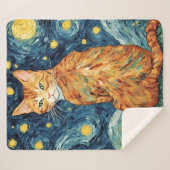 星空の夜に咲く美しいジンジャーテーブルキャット シェルパブランケット (正面(横))