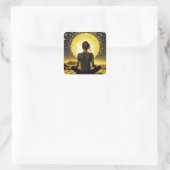 星空の夜に満月で薬を飲む女性 スクエアシール (バッグ)