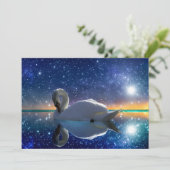 星空の夜に白鳥 – フラットグリーティングカード カード (スタンド正面)