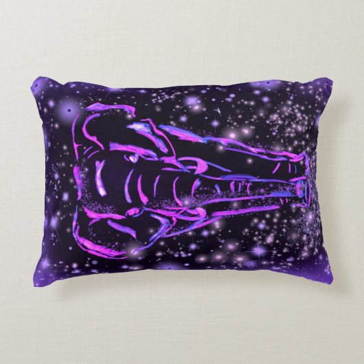 星空の夜に紫ピンクのアクセント枕ゾウ アクセントクッション (正面)
