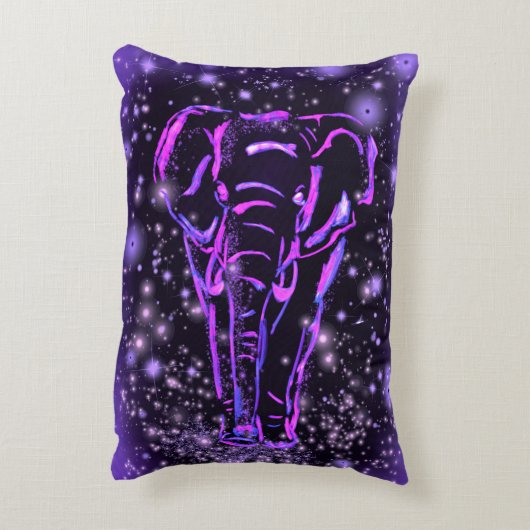 星空の夜に紫ピンクのアクセント枕ゾウ アクセントクッション (裏面(縦))