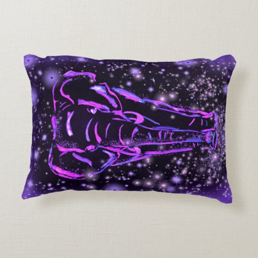 星空の夜に紫ピンクのアクセント枕ゾウ アクセントクッション (裏面)