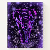 星空の夜に紫色のピンクのノート象 ノートブック (裏面)