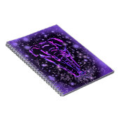 星空の夜に紫色のピンクのノート象 ノートブック (右側)