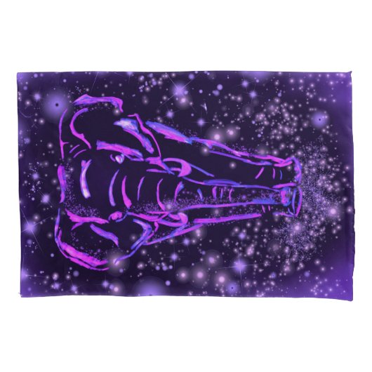 星空の夜に紫色のピンクの枕ケース象 枕カバー (正面)