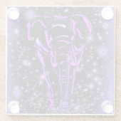 星空の夜に紫色の象のガラスのコースター ガラスコースター (裏面)