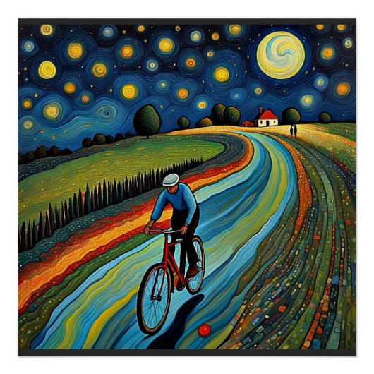 星空の夜に自転車で乗る3 ポスター (正面)