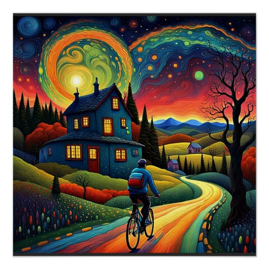 星空の夜に自転車で乗る5 ポスター (正面)