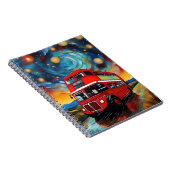 星空の夜に赤い二階建てのバスが ノートブック (右側)