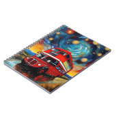 星空の夜に赤い二階建てのバスが ノートブック (左側)