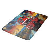 星空の夜に赤い二階建てのバスが バスマット (アングル)