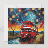 星空の夜に赤い二階建てのバスが 招待状 (裏面)