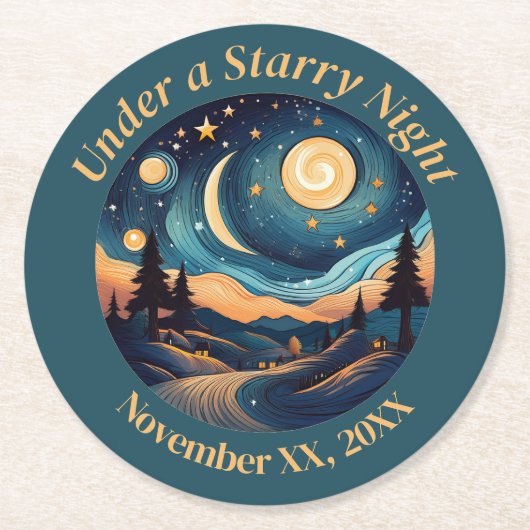 星空の夜に ラウンドペーパーコースター (正面)