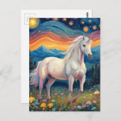 星空の夜のはがきユニコーン ポストカード (正面/裏面)
