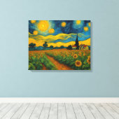 星空の夜のひまわり園 キャンバスプリント (インサイチュ (ウッドフロア))