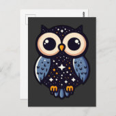 星空の夜のアウルお洒落アート – ，夜，星 ポストカード (正面/裏面)