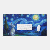 星空の夜のイースターバニー デスクマット (キーボード&マウス)