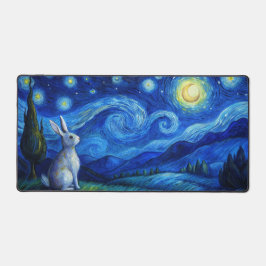 星空の夜のイースターバニー デスクマット