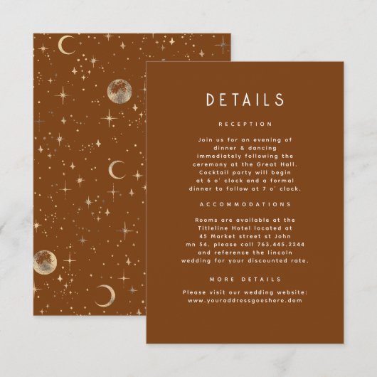 星空の夜のウェディング詳細 エンクロージャーカード (正面/裏面)