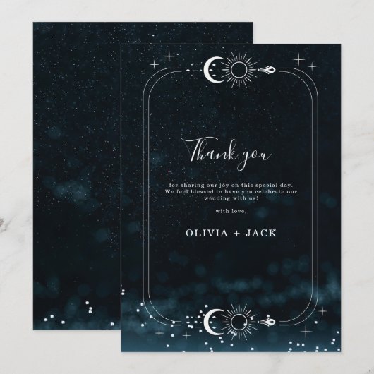 星空の夜のウェディング　天の御礼カード サンキューカード (正面/裏面)
