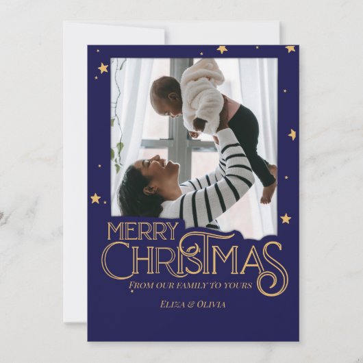 星空の夜のエレガント写真クリスマスカード シーズンカード (正面)