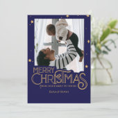 星空の夜のエレガント写真クリスマスカード シーズンカード (スタンド正面)