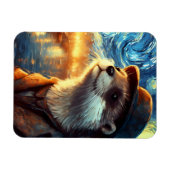 星空の夜のオッター マグネット (横)