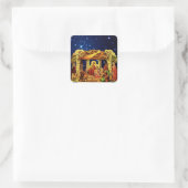 星空の夜のキリストの誕生ステッカー スクエアシール (バッグ)