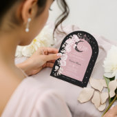 星空の夜のキンセアニエラ　花　天体　月 招待状