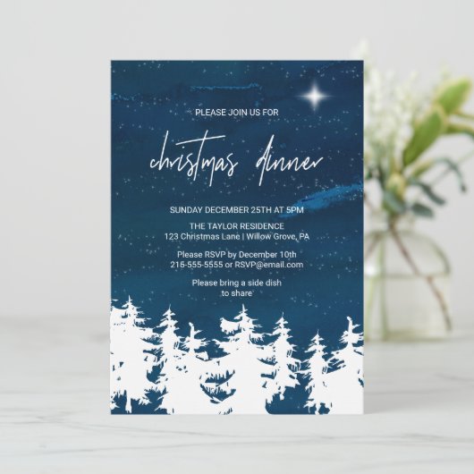 星空の夜のクリスマスディナー 招待状 (スタンド正面)