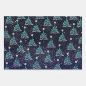 星空の夜のクリスマス3バリエーション ラッピングペーパーシート (正面)